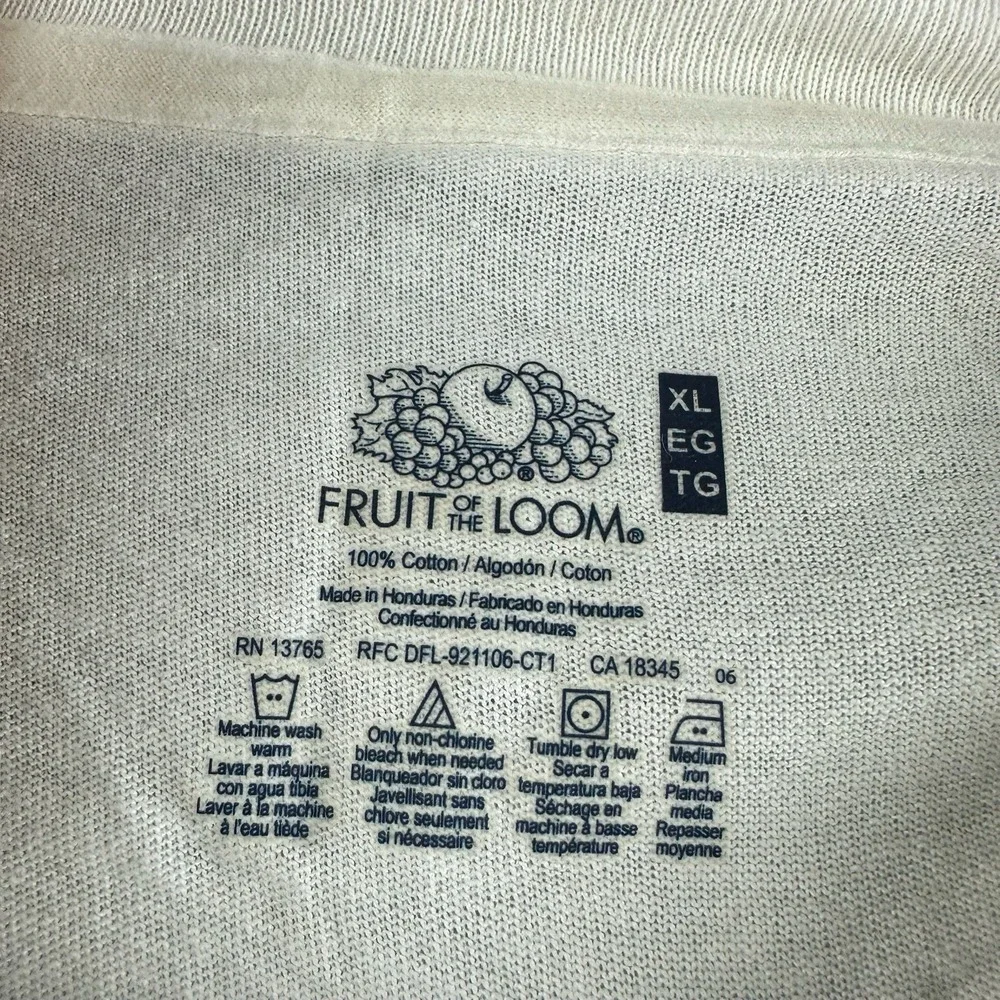 Fruit Of The Loom Crew Neck T-Shirt Men's XL White 4 Pack 100% Cotton